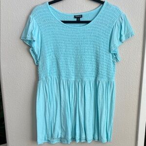 Torrid Aqua Smocked Blouse